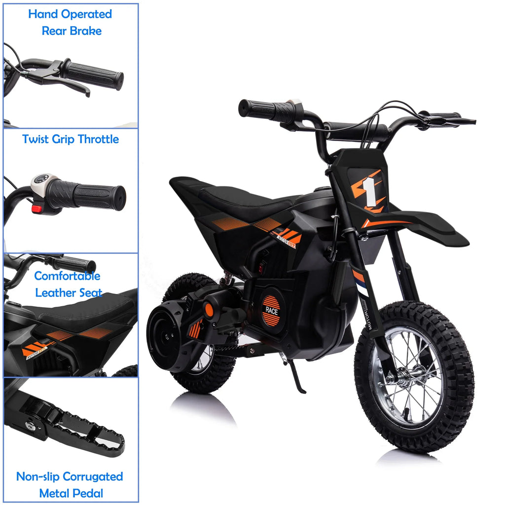 Dirt JoyWheels 13 Boys Child Black Motor Ages Bike, Years 13mph, Electric 24V +, Motorcycle Toy Bike,