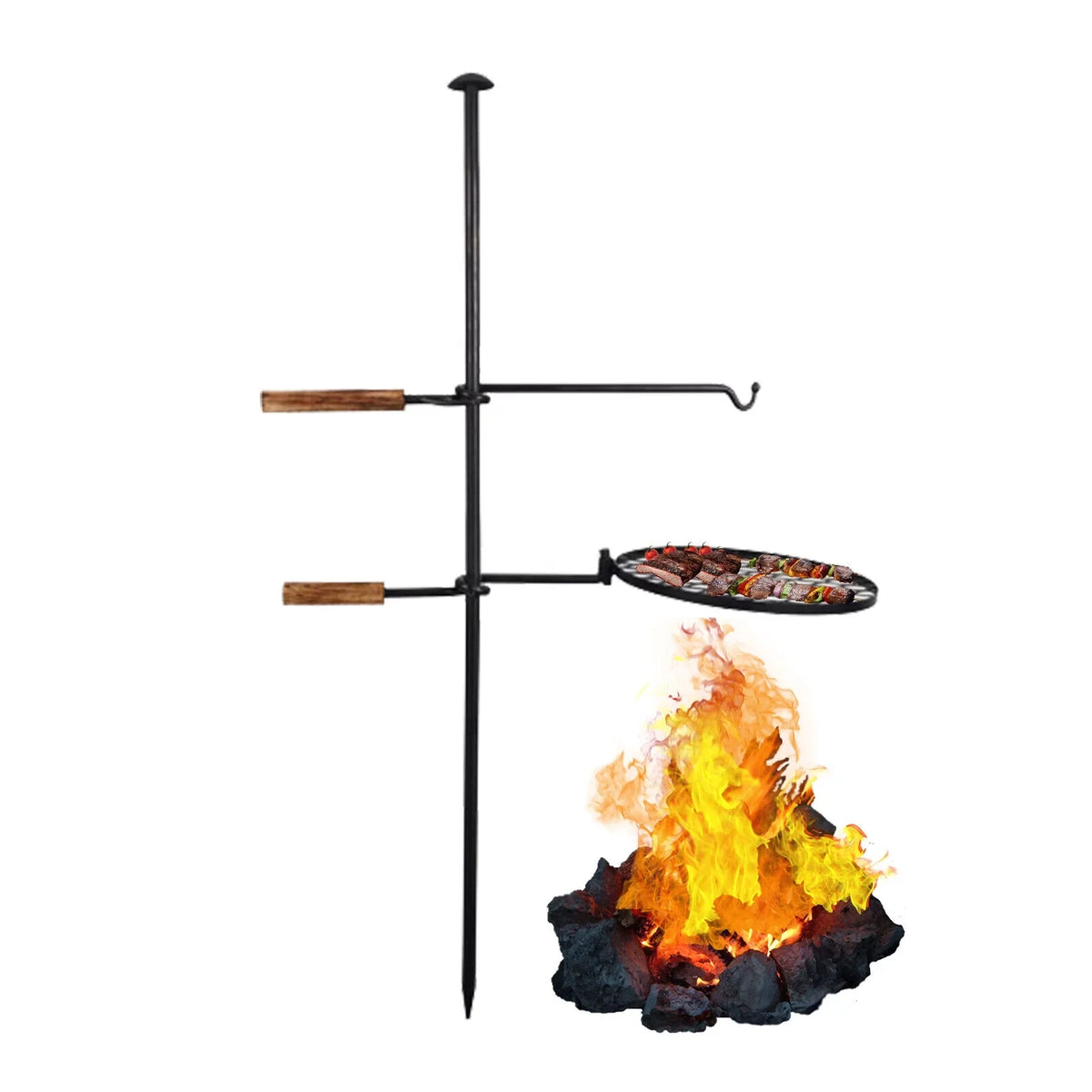 Fire Grill Pit Swivel Campfire Charcoal Adjustable Outdoor Grill 2 in1 Grill