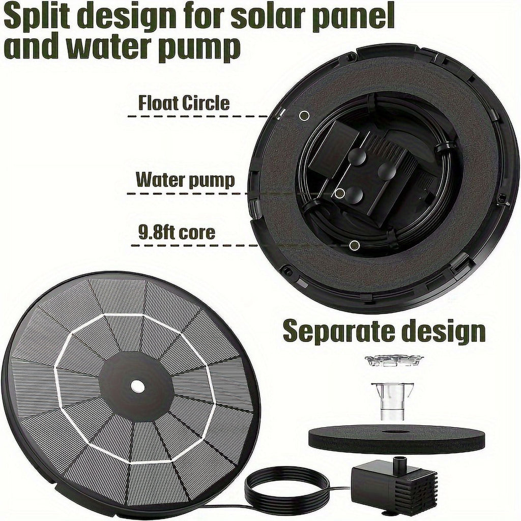 Powered Patio, Nozzles, Plastic 1pc Multiple Feature Operation Upgraded Outdoor Fountain Inch Bird Wires, Pond, Corded Moisture Bath For Solar Kit Solar 9.8-Foot 7.08 Pump, Electric Garden, With 3.5W