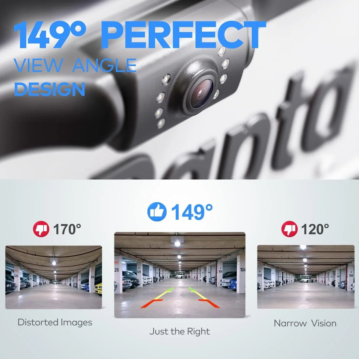 View eRapta Angle, Camera Bracket 45° Rear with Vision, Perfect Night Adjustment Backup Plate, License 149° Lever IP69K