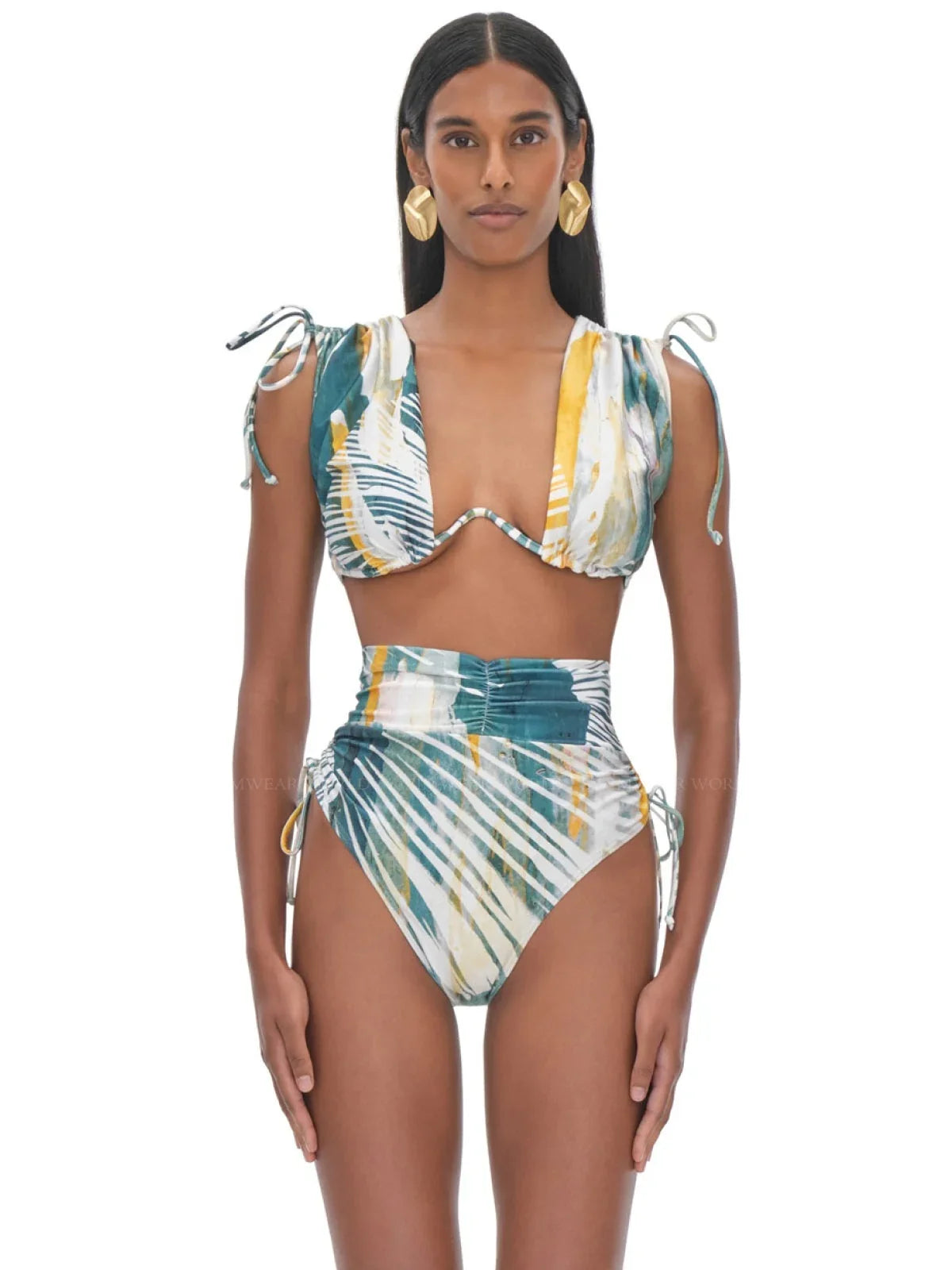 Top, Iyamah Menasa Underwire Andrea Ruched Swim Large Bikini
