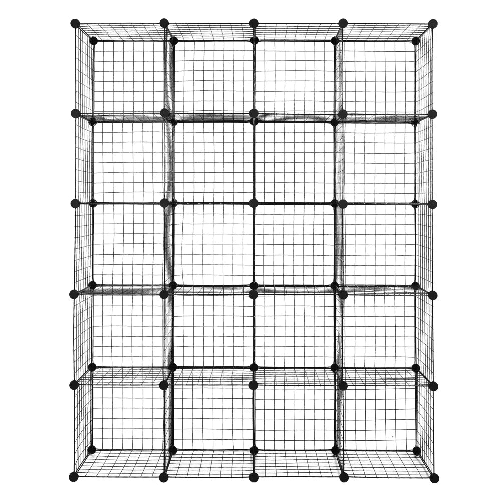 Bookcase Storage Cubbies Shelving Modular Grid Organizer Black Metal Unit 20-Cube