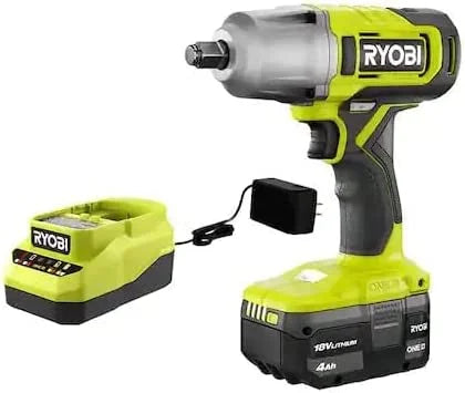Ah 18V with 4.0 Impact Wrench Battery in. Cordless + Kit 1/2 Charger and