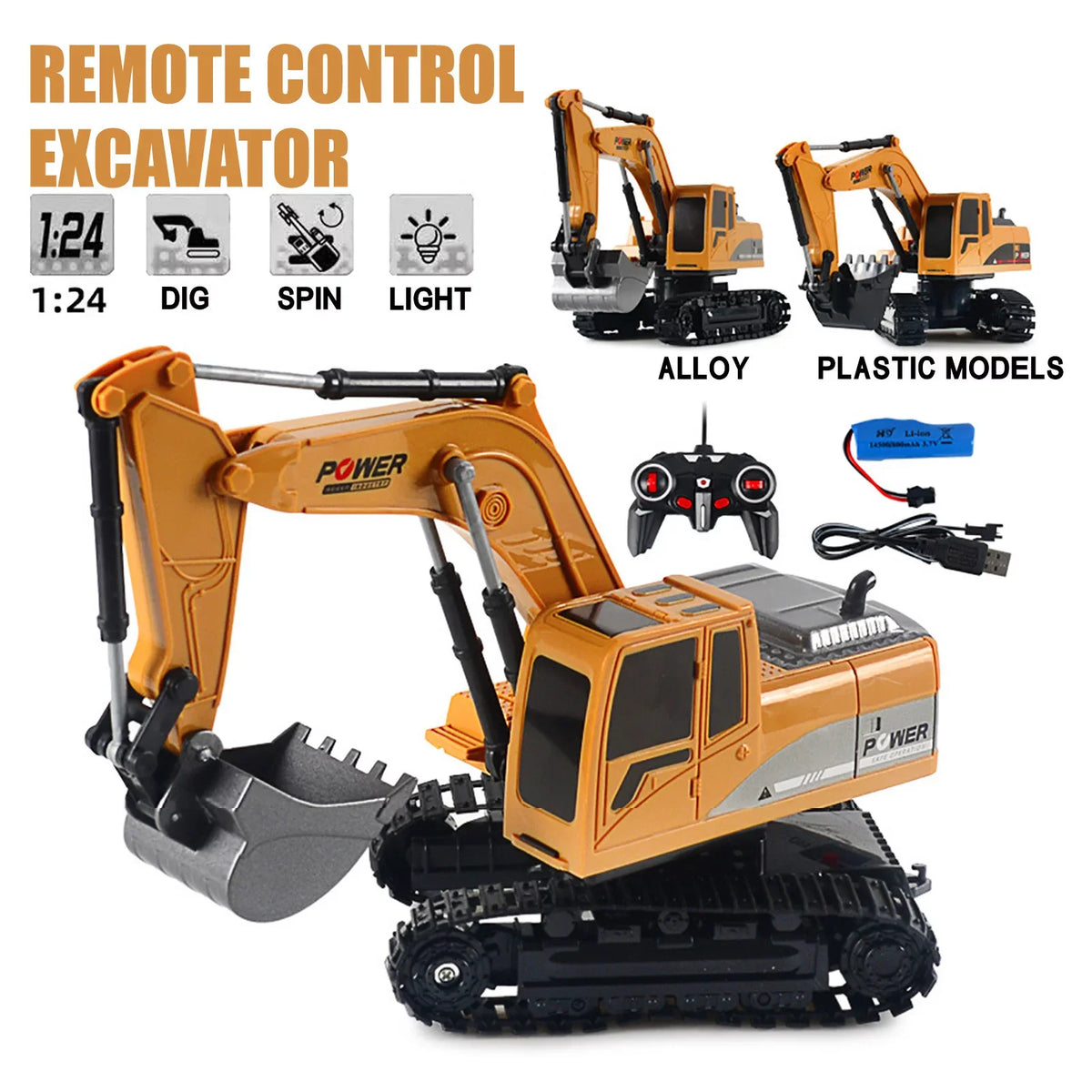Engineering Plastic Alloy Trucks Car ExcavaTOr Mini 1:24 Electri Christmas