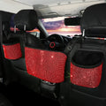 Bling Seat Backseat - Accessories Pocket Can,Rhinestones Car Handbag Car Auto Plush,Red StorageTrash Holder Organizer,Car Net Seat Between eing Bag,3-Pack Seat,Back Storage