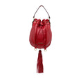 Miu Unisex Bucket Leather Accent Bag Pre-Owned (Good) Red Calf Tassel DrawstringBag Authenticated Miu