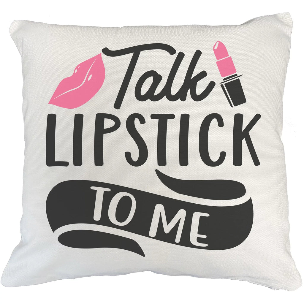 Lipstick to Makeup Merch Design Shield, Themed for Pink Pillow White Artist Lovers, 18X18 - Beauty or w/ Me Cosmetologist, Makeup Talk Gift for Lips