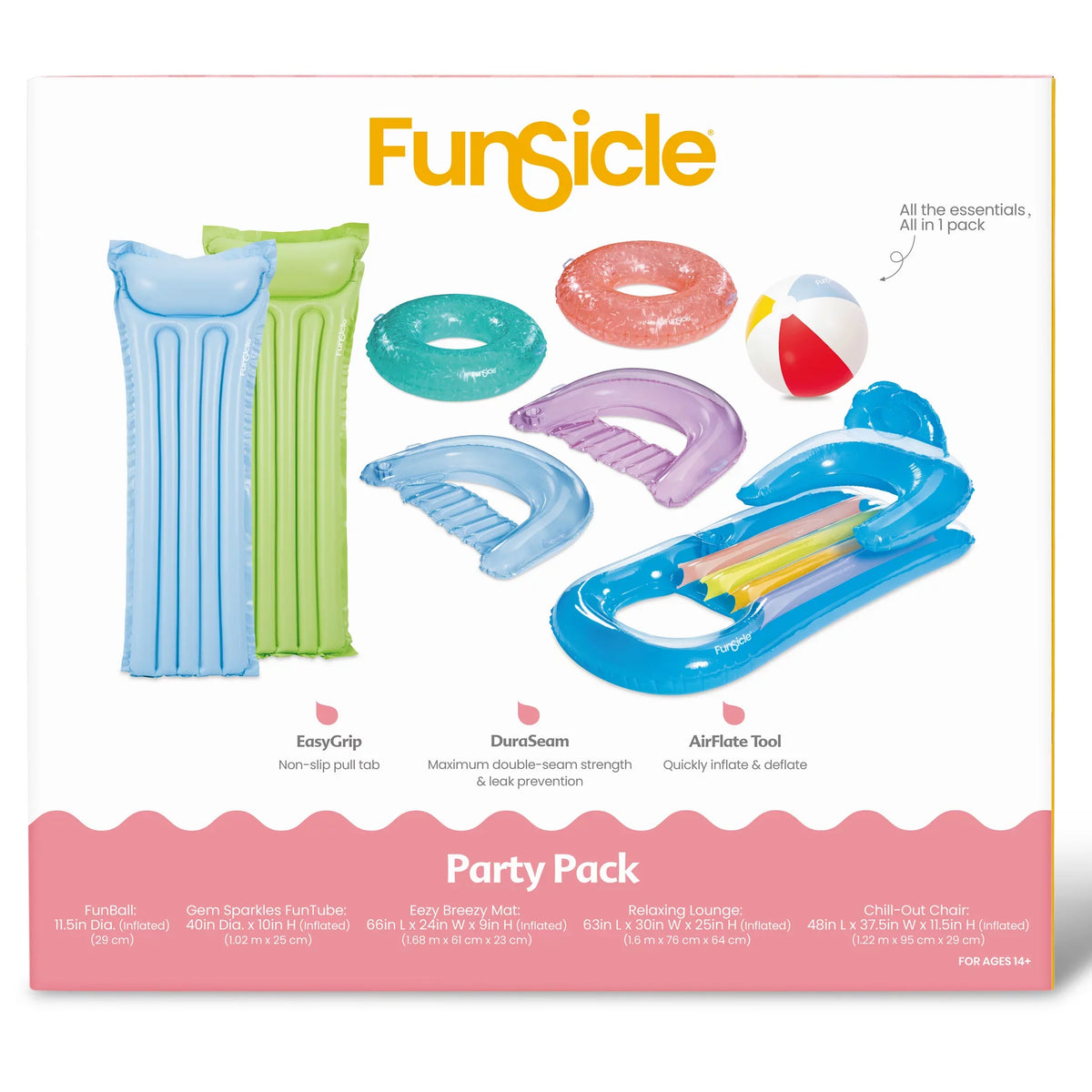 Adults & Tubes Pool & 8 Pack Vary, Toy Lounges, Funsicle Colors Pack, Party Floats,