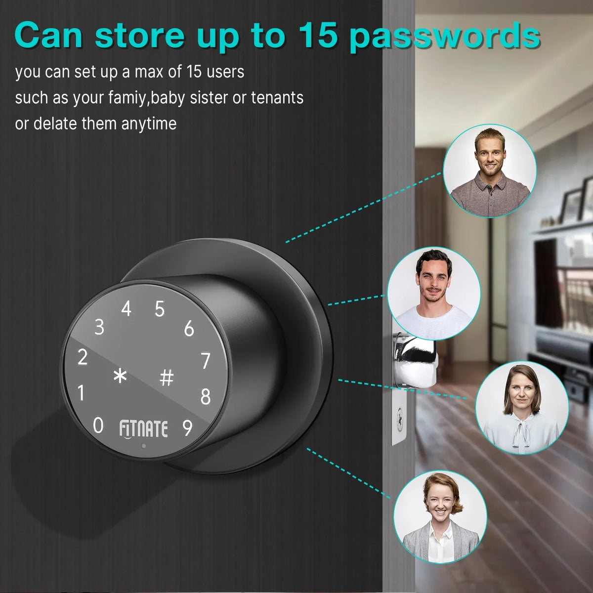 Door Electronic Code Lock Password Smart Digital Control Knob Keypad App