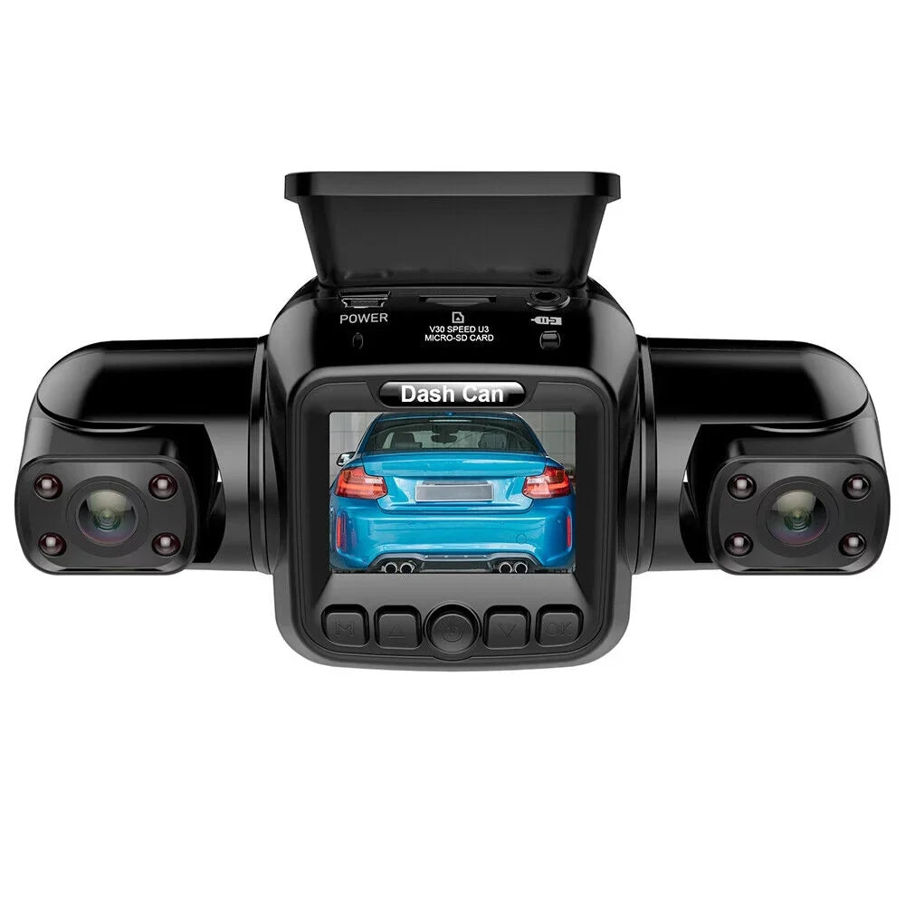 3 Channel Front, Rear, Dash Cameras Cam Driving Car Recorder and Inside, Right 360°Panoramic Vision Night Rear and Left, Front