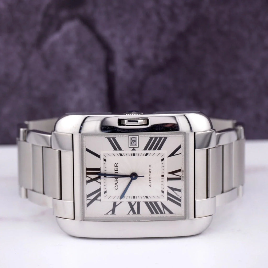 Stainless Anglaise Watch Tank by 37mm Silver Cartier 49mm 3507 Steel Mens Dial