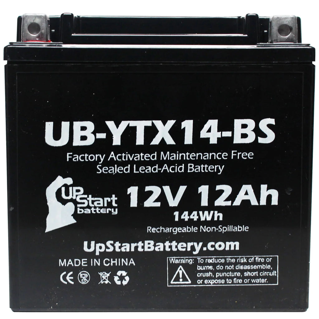 '- Maintenance 12AH, Activated, Free, Replacement -YTX14- 800 2012 4-Pack 12V, Battery UpStart Factory F800ST, Motorcycle Battery for