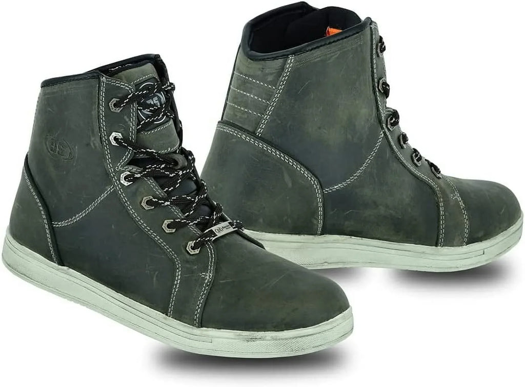 with Grain Shoes Boots – Men’s Full Smart Rubber Outsole Leather Lace-up & Closure Motorcycle Daniel Moistureproof Lightweight