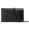 Cross on Gucci Bag Soho Leather Wallet Chain Body Black