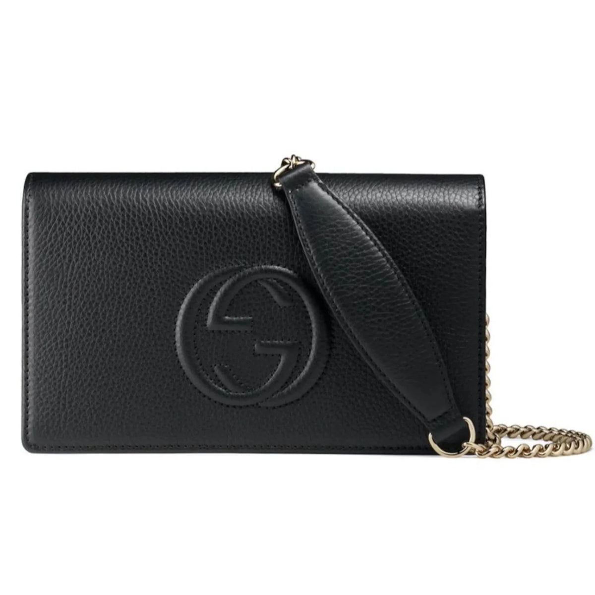 Cross on Gucci Bag Soho Leather Wallet Chain Body Black