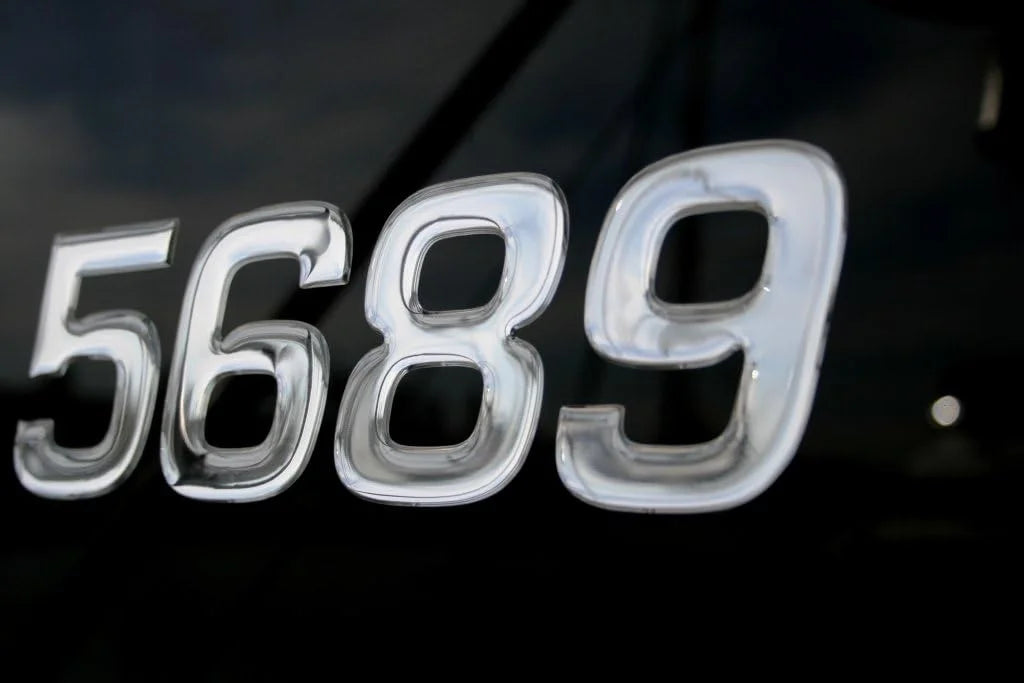 Chrome/ Numbers Pcs) (16 Jetski - & Font Series Domed/Raised Vessel Plain Registration Style Decal