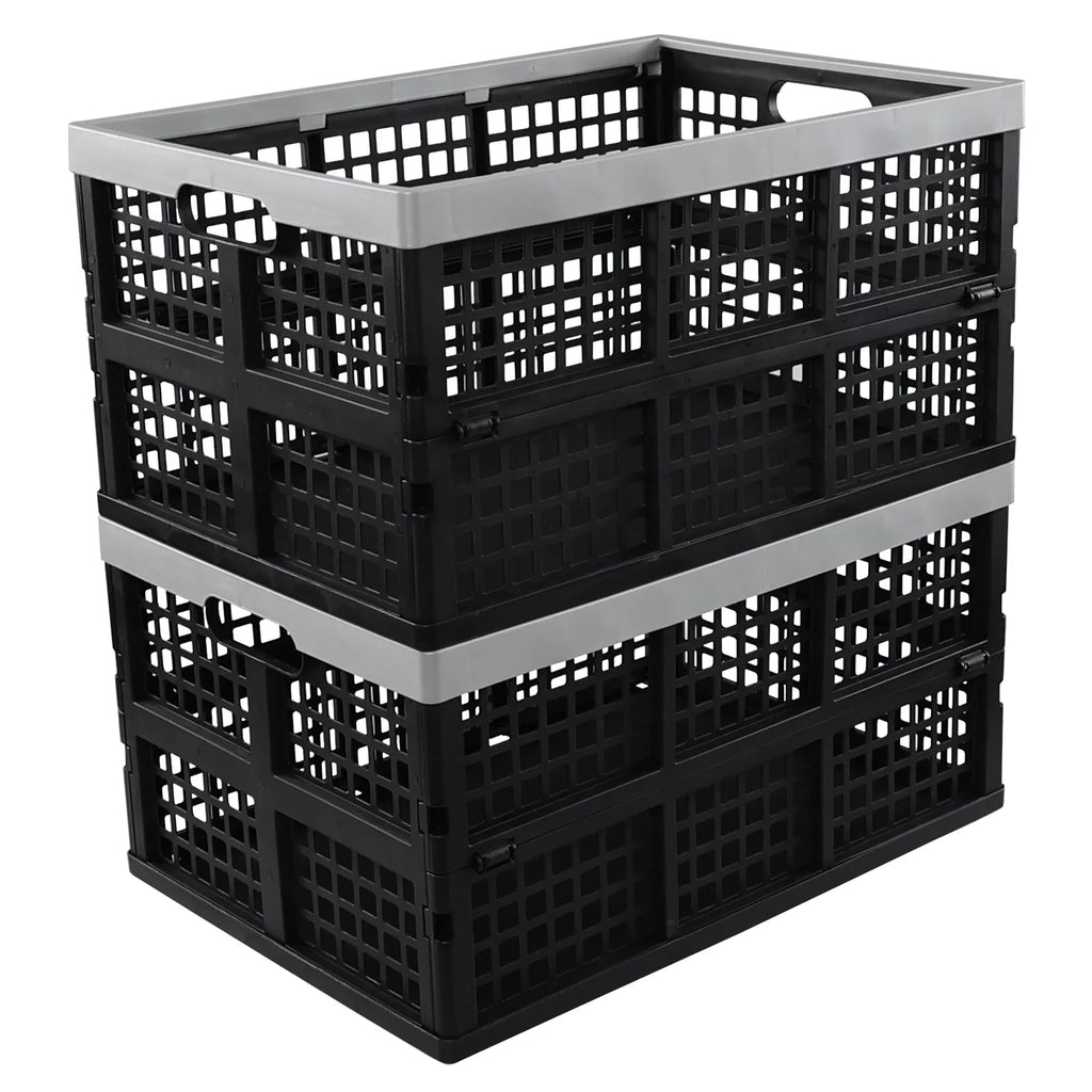 Crates, L Plastic 42 Storage Pack Crate Ponpong Storage, Folding Collapsible 2