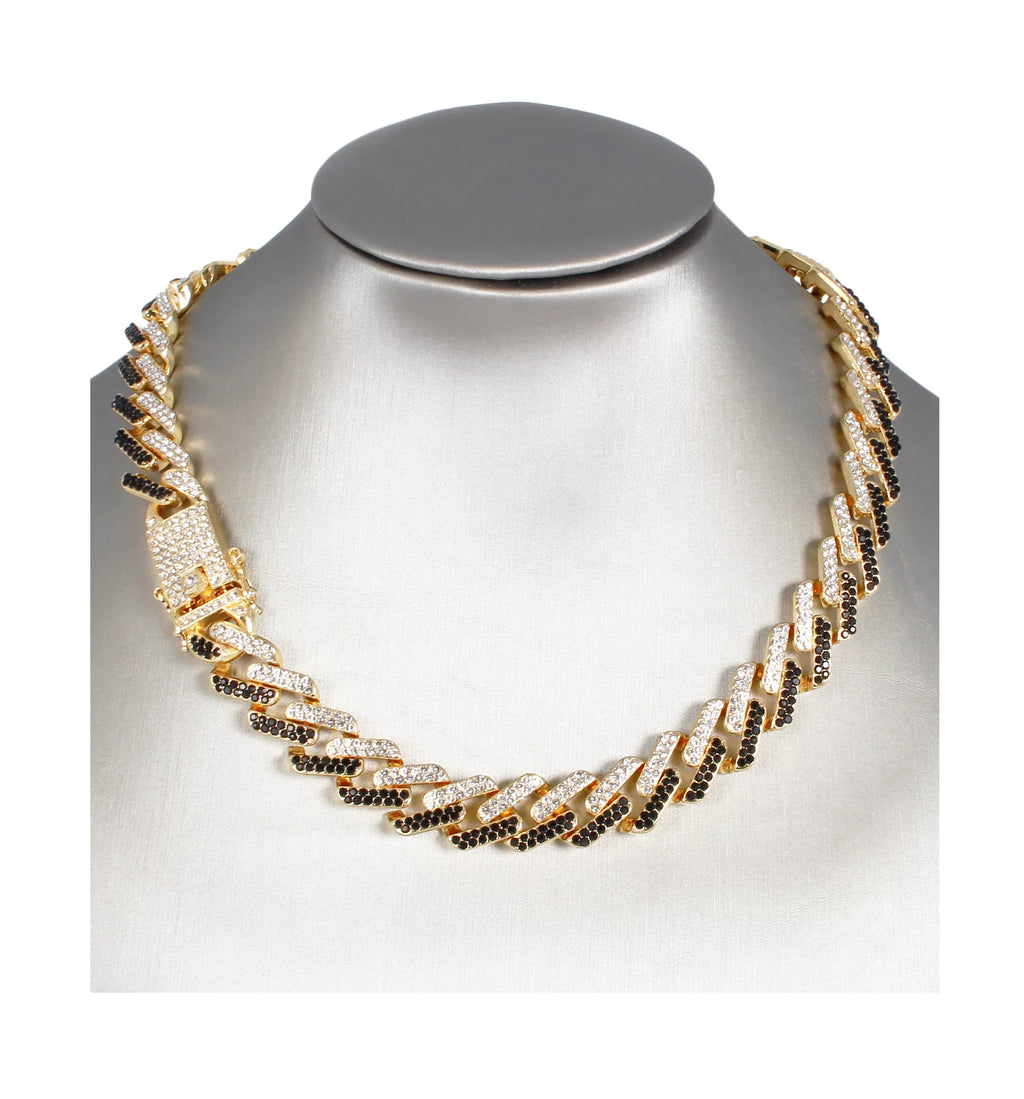Charles Zig with Black on Matching and Blast! Gold Necklace Sets(ST10327DX Trim Necklace Rolly on Hip Raymond Sets Band with Out Bling'ed - Bling'ed Ice - Out Hop Looks Watch Zag Ice