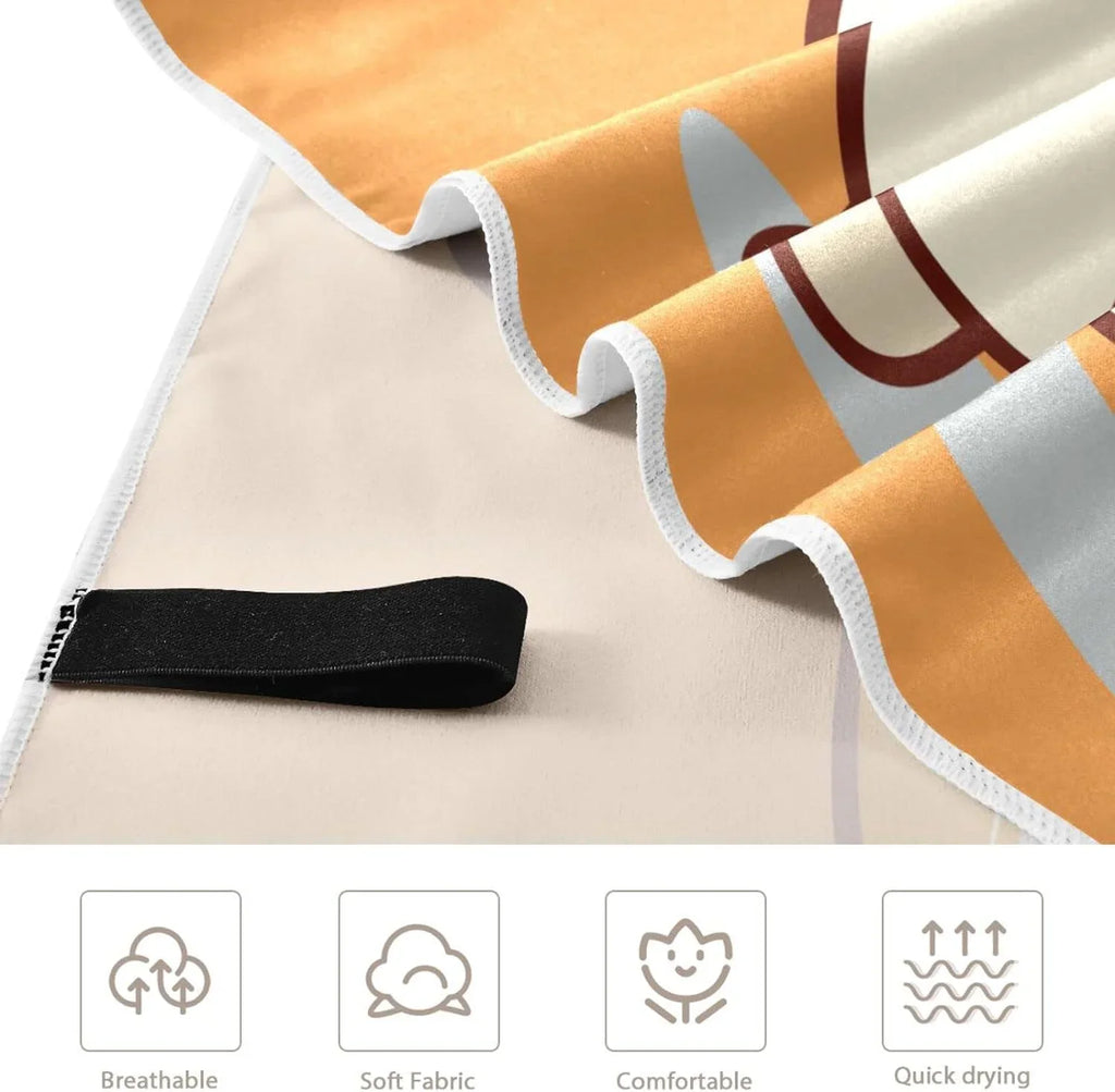 for Towel Absorbent Holiday（353） - Orange Bestwell Towels Lightweight Compact Oversized - Dry Beach Cute Towel Camping Quick Corgi Travel Super Swimming