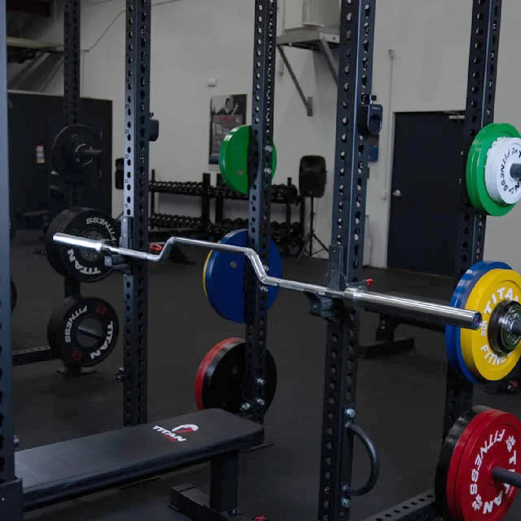 7 Bench Fitness Finish Press , Bar, Rated Olympic Cambered 600 Chrome Titan