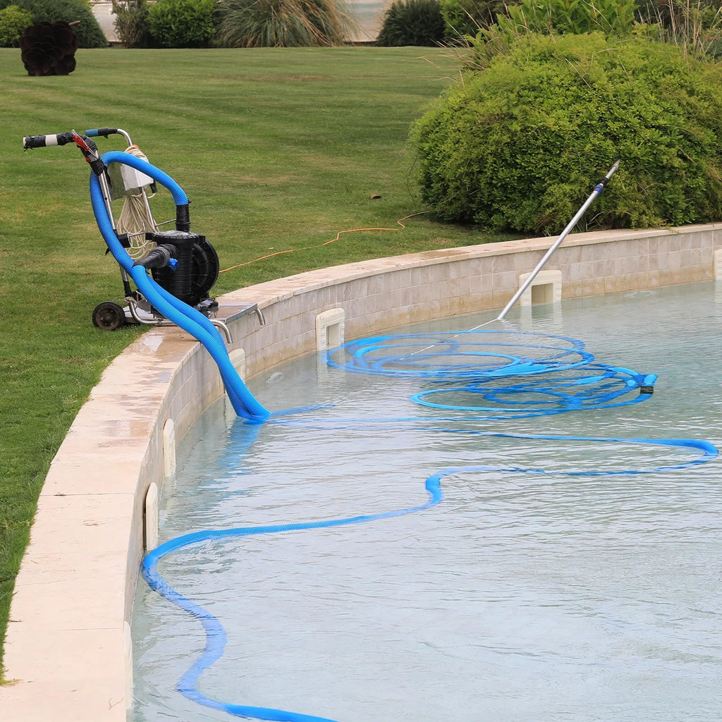 Lay Pool Swimming Hose Reinforced Lightweight 49ft Discharge Flat 4" Backwash Hose for
