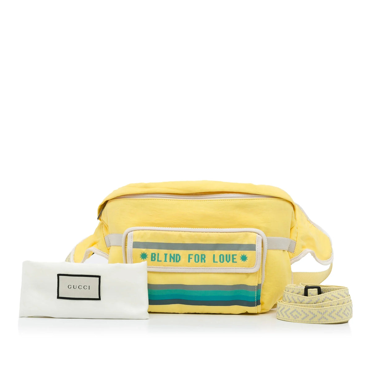 Blind Nylon For with Defects) Fabric Belt Authenticated (New Unisex Love Gucci Pre-Owned Bag Yellow