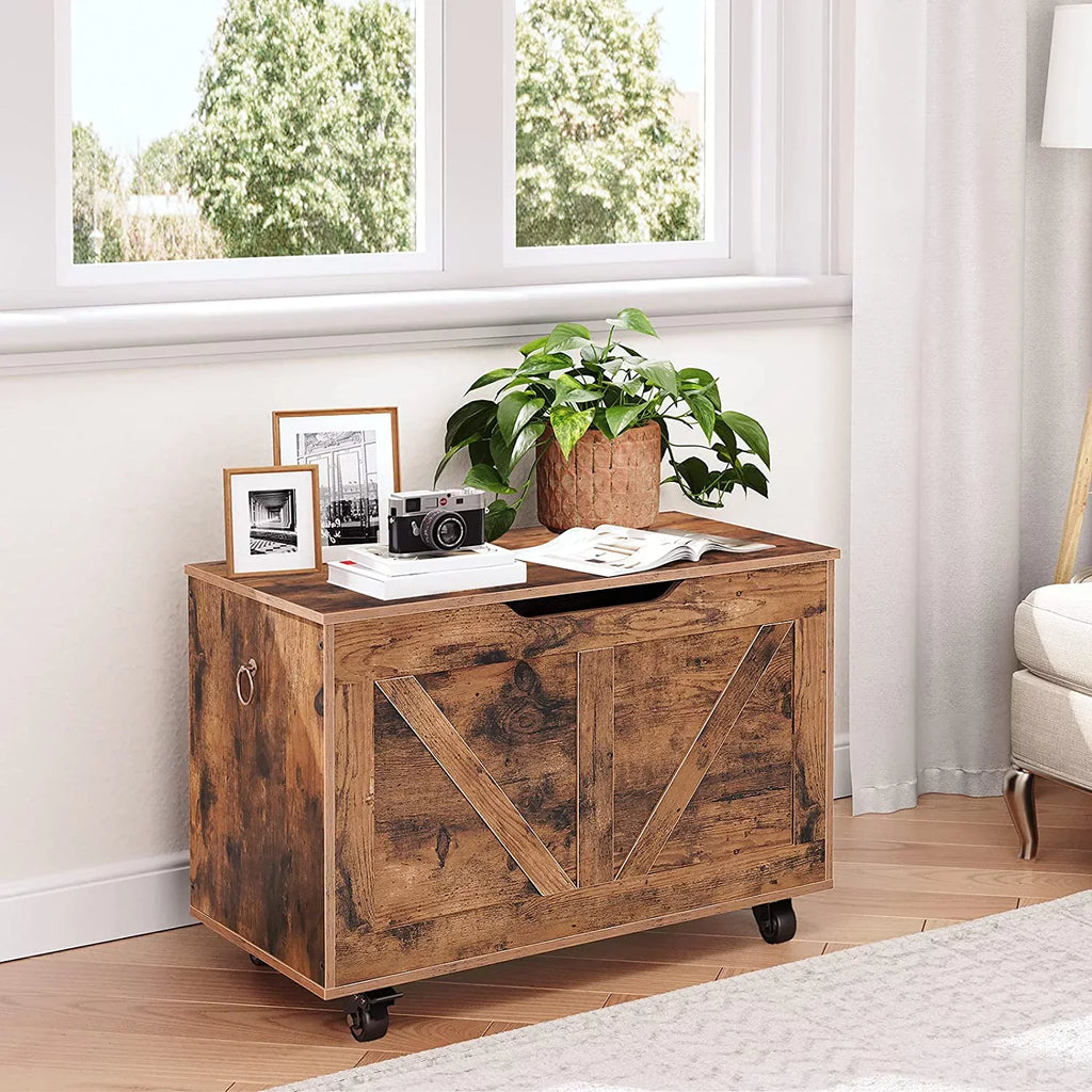 Hinge, Brown Assembly, Movable, Safety Entryway Wheels, Easy Supports Shoe Bench, lb, Wooden Bench Chest, Rustic Sturdy U-Shaped Storage Trunk Opening, on Storage Storage FG74CW01 220 Bench,