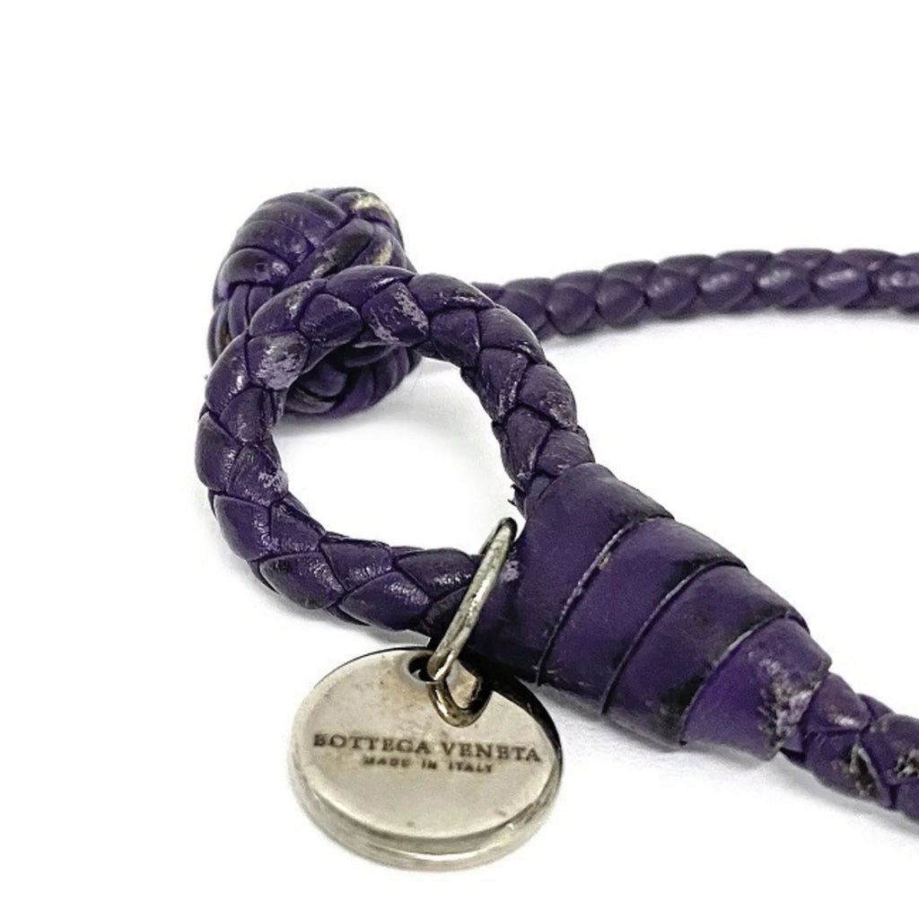 Purple,Silver Charm (Fair) Ec-14203 Pre-Owned Veneta Bottega Leather Bracelet