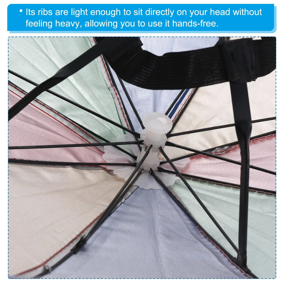 Hat, with Uxcell Rain Multicolor Fabric Folding Sun 3Pcs Head Single Layer Oxford 27.2" Cap Umbrella Strip,
