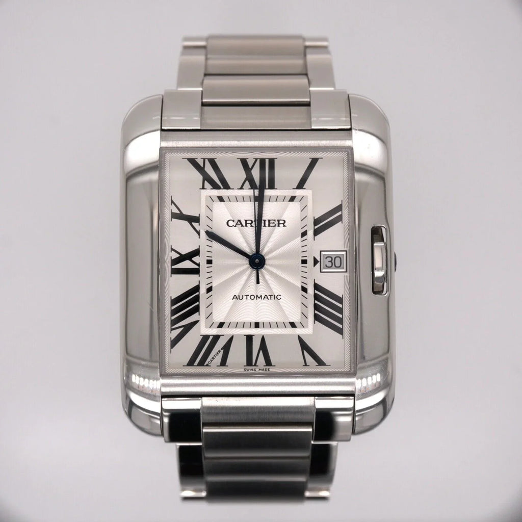 Stainless Anglaise Watch Tank by 37mm Silver Cartier 49mm 3507 Steel Mens Dial