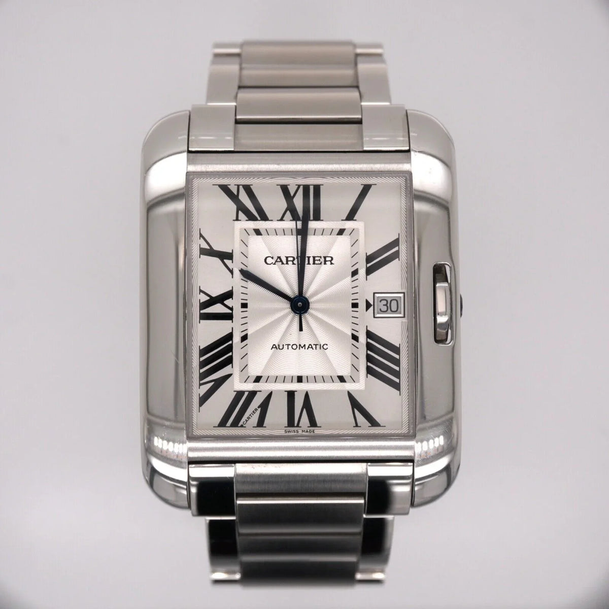 Stainless Anglaise Watch Tank by 37mm Silver Cartier 49mm 3507 Steel Mens Dial