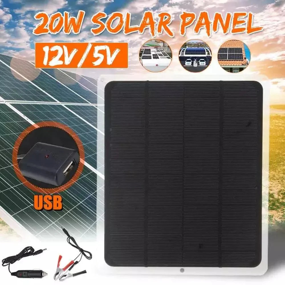 Hiking Solar Charging Panel Tool for Portable Silicon Monocrystalline - Aibecy Camping 20W