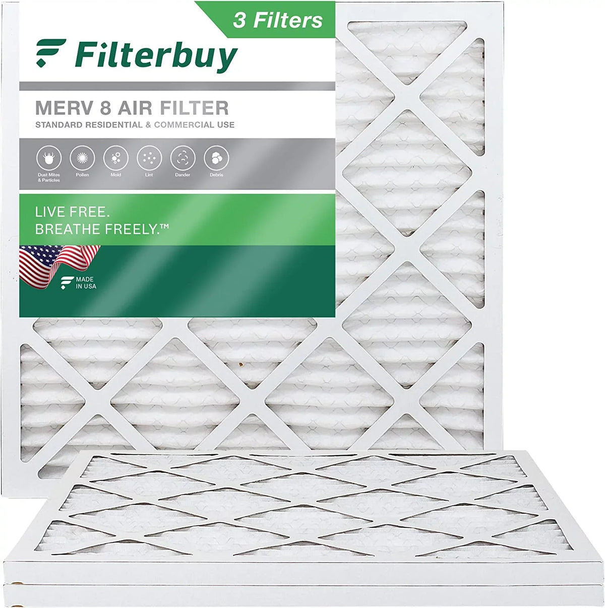 Air Pleated Filterbuy Filters 8 (3-Pack) 8x8x1 Furnace