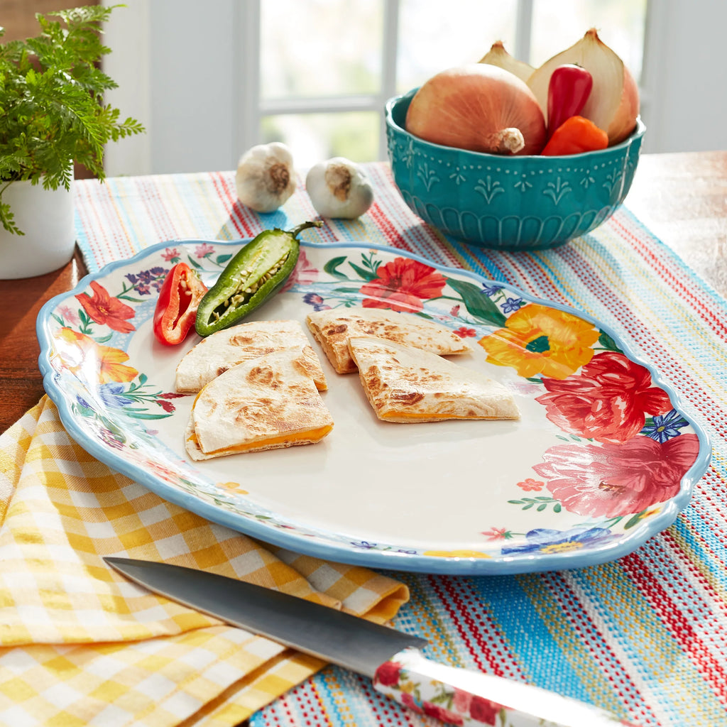 Woman Pioneer Serve The Stoneware Blooms Brilliant Platter