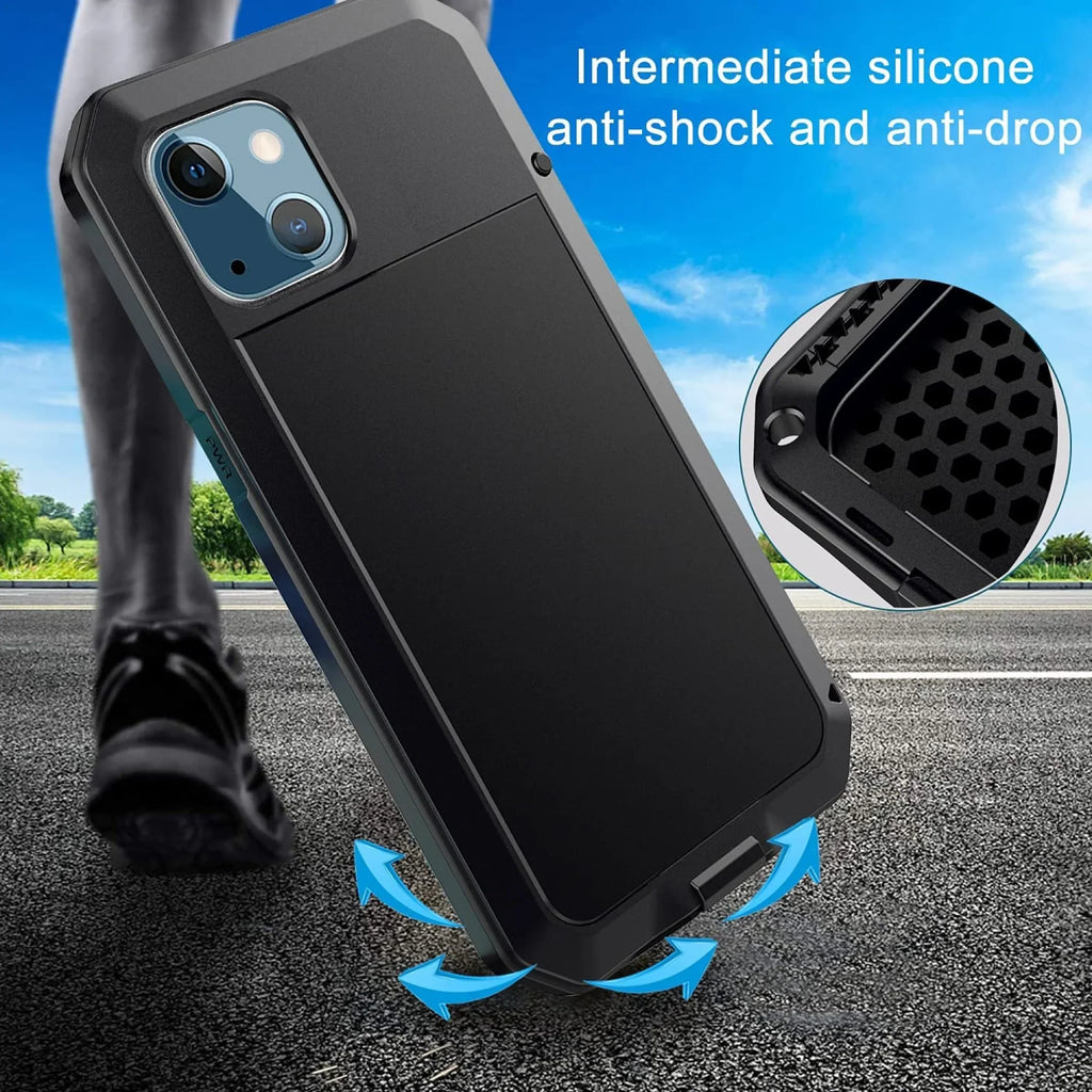 Outdoor Shockproof Military Metal 12 Aluminum Travel and Duty Glass Scratch Rugged Max Heavy iPhone Grade Gorilla Pro Case (Silver) Defensive Protection,