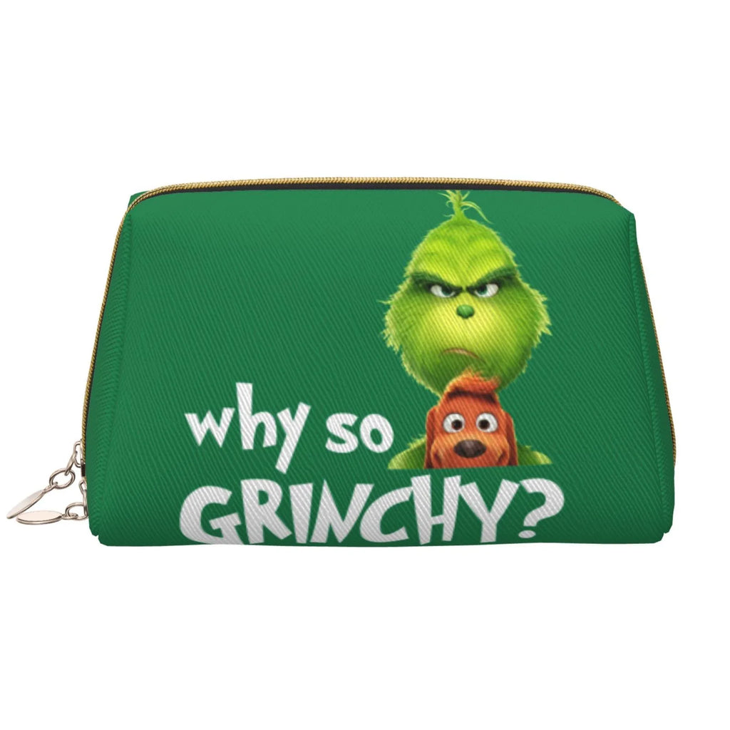 Travel Toiletry Funny Bag Makeup Purse Gift Pouch Leather Cosmetic Organizer Portable Bag Grinch Storage