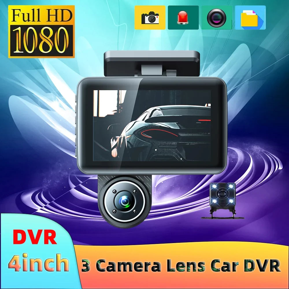 Mirror, Wide Safety Clear Camera Cam, ammoon Rearview Recorder, Angle 3 Car Auto Cameras Driving Recorder Car Dash