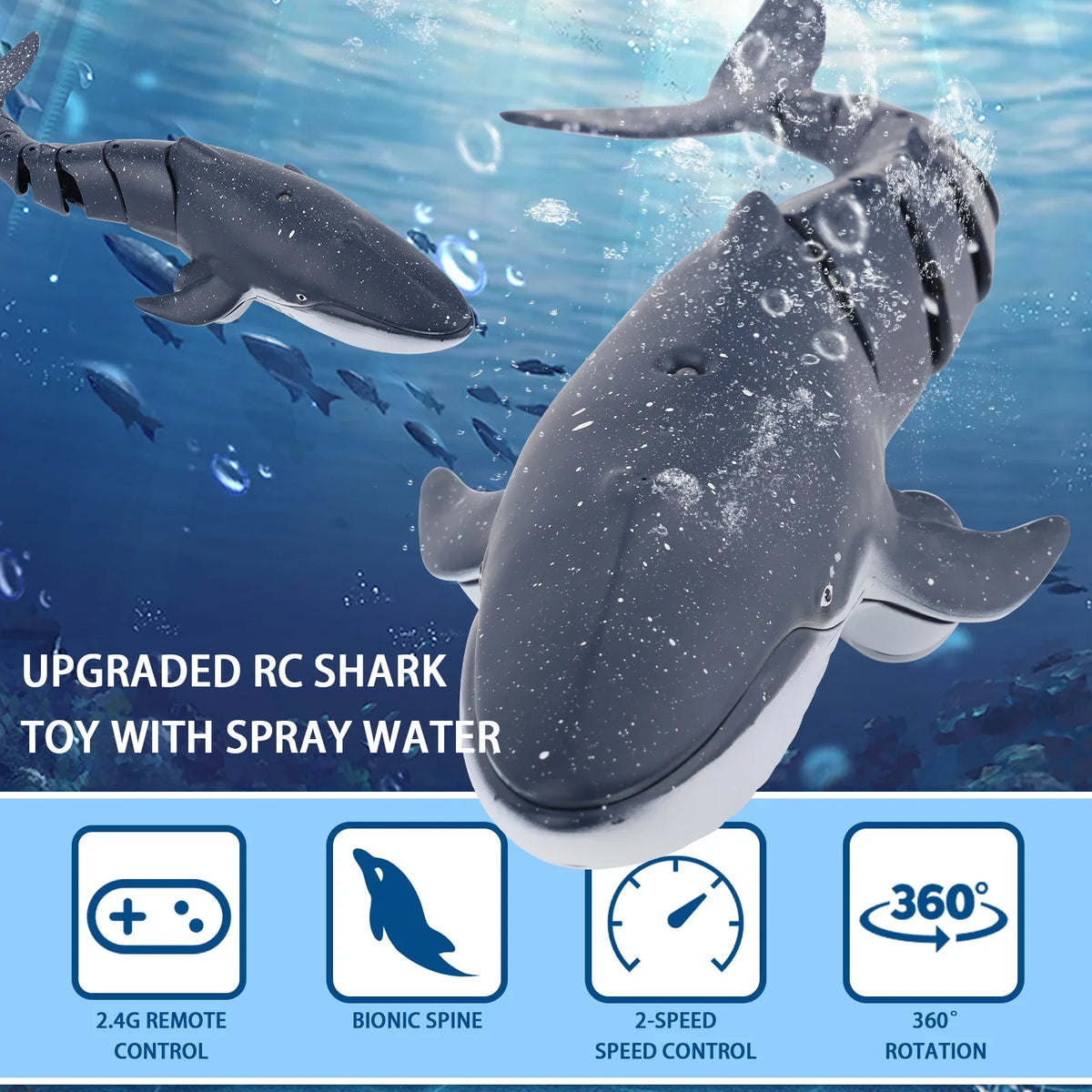 Shark Remote Vessel Toy Kids, Toys, Swimming Pool Toys, Pool Moisture Whale Vessel Control Ant for Toys Class Spray for Boys Diving Girls, for