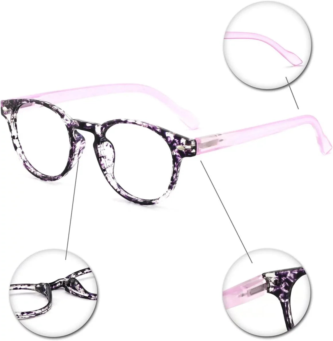 For Acetate Women(Purple,3.0) Stylish Designer Lightweight Glasses frame Reading