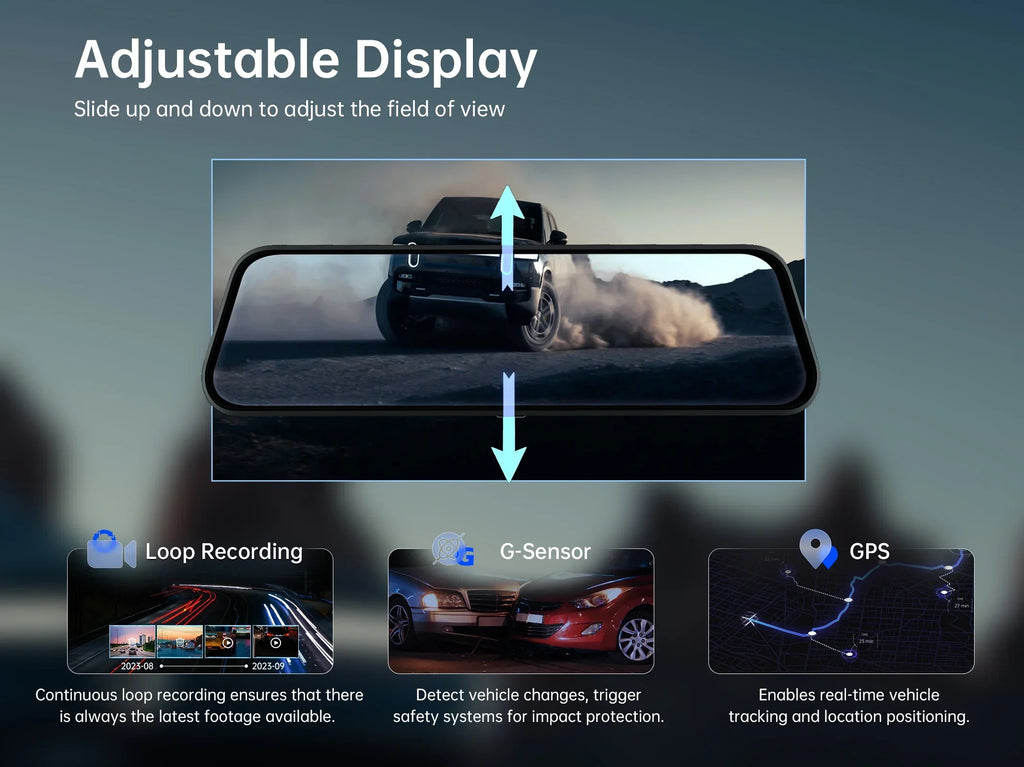 with Monitor Cars&Trucks, Mirror Camera Mode, Parking 32GB 24H include Cam, and 10" Vision, Driving Free Pelsee Rear View Voice for Card Dash w/ Assistant 2.5K Control, Smart Mirror Night
