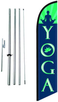 Flag Sign and Feather with Ground Banner Fitness Kit Advertising Flag Pole Stake Swooper Yoga Gym