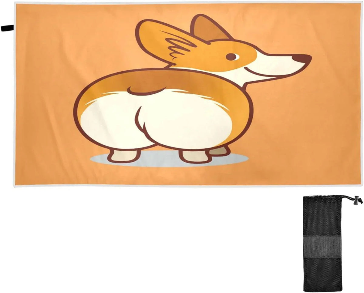 for Towel Absorbent Holiday（353） - Orange Bestwell Towels Lightweight Compact Oversized - Dry Beach Cute Towel Camping Quick Corgi Travel Super Swimming