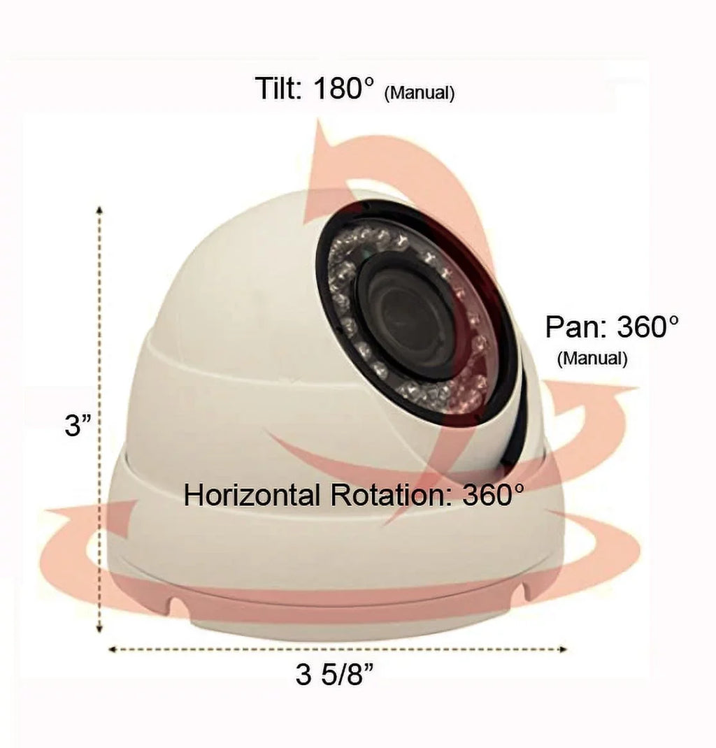 HomeOffice Camera Megapixel True Dome Fixed 101AV , 12VDC Camera Outdoor 2.8mm 4in1(-, 1920x1080 , (Charcoal) 1080P ) Lens DayNight Full- Indoor Security 2.4