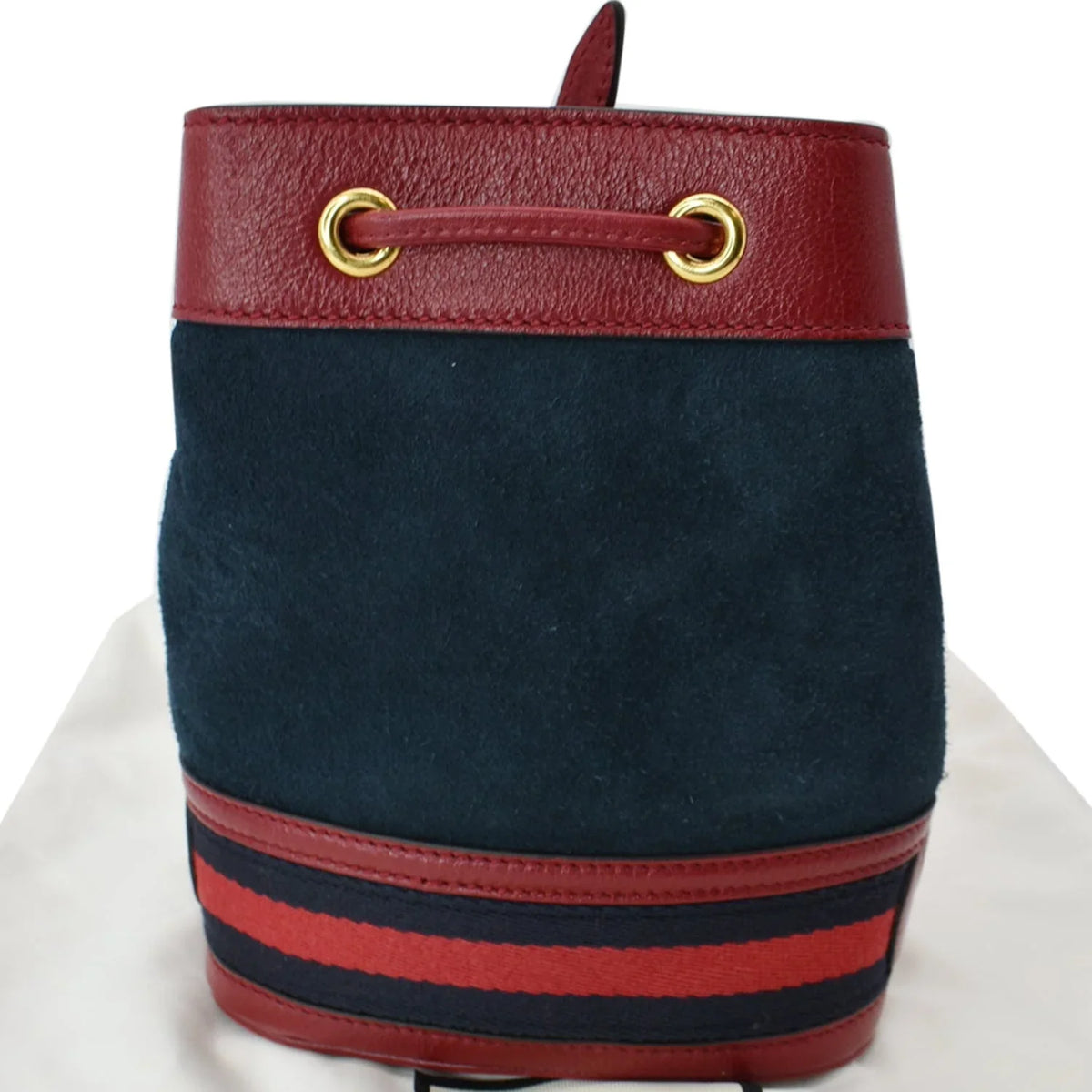 Bag Blue Pre-owned Leather Suede Trimmed 550620 Ophidia Bucket Mini