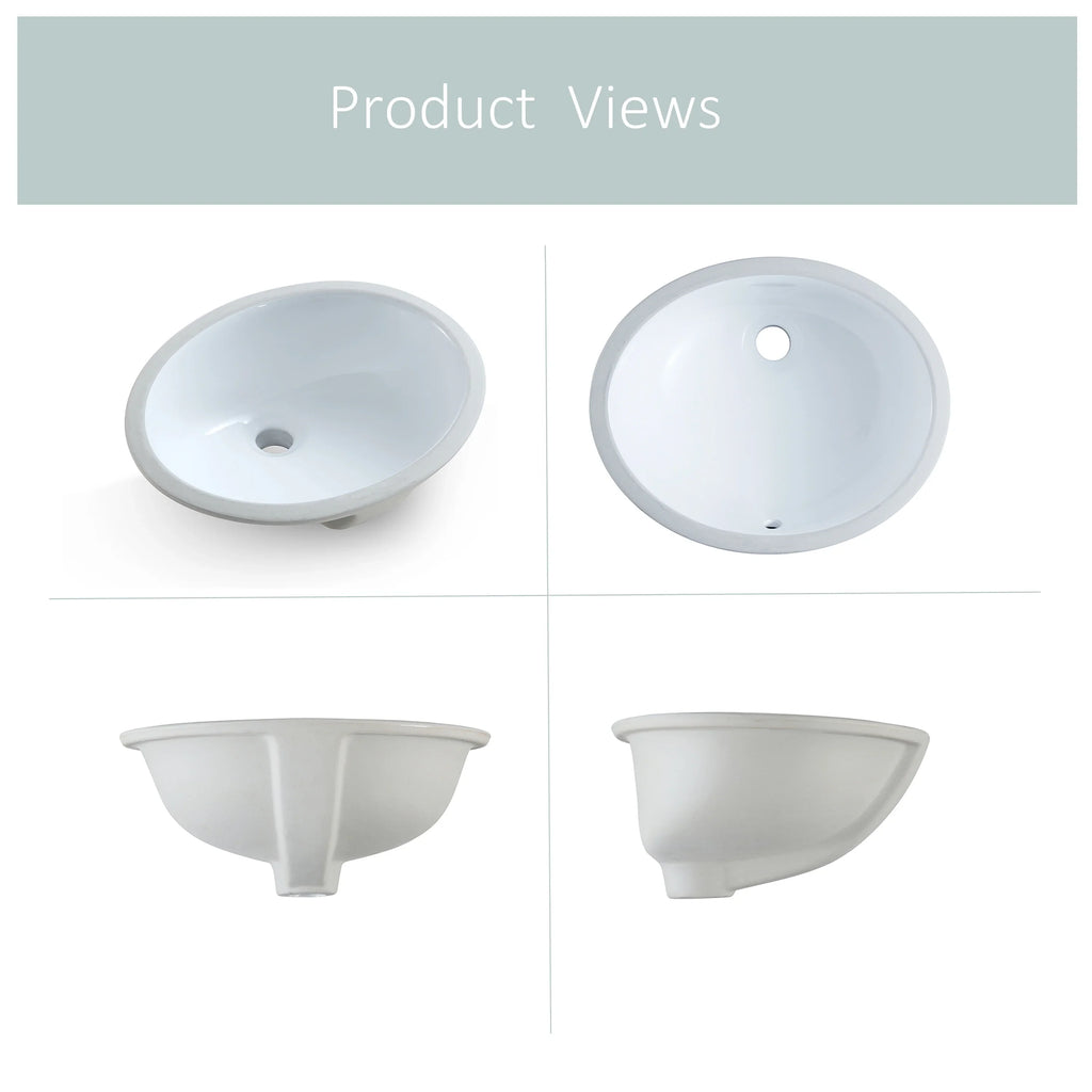 Vessel Oval Ceramic Sink White Finished Sink Bathroom , 17"x14" Glossy Undermount Shape