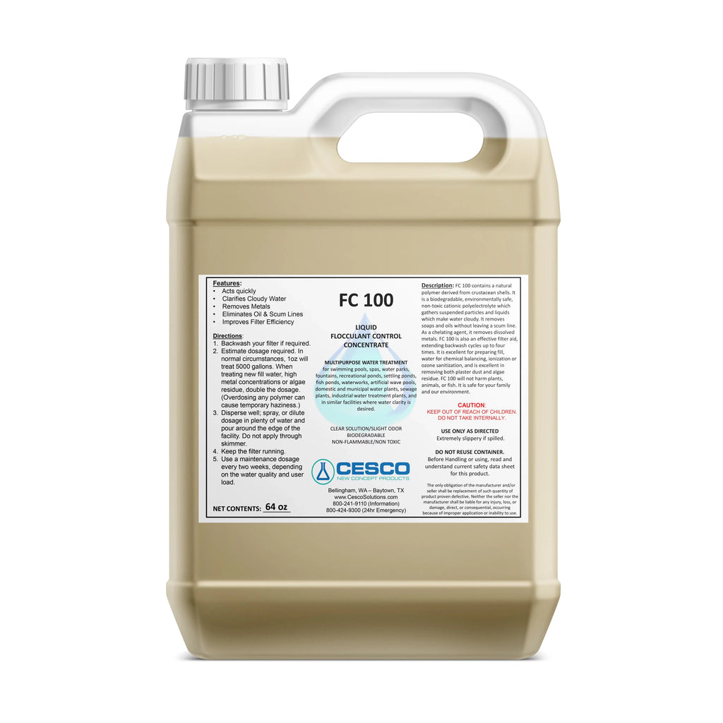 Oz 64 for Concentrated Pool - Clarifier Supplies Solutions Pool, Moisture - Spa Liquid Swimming -100 - Safe - Non-Toxic Eco-Friendly, Pond, Flocculant Cesco Chemicals Pool Cleaning