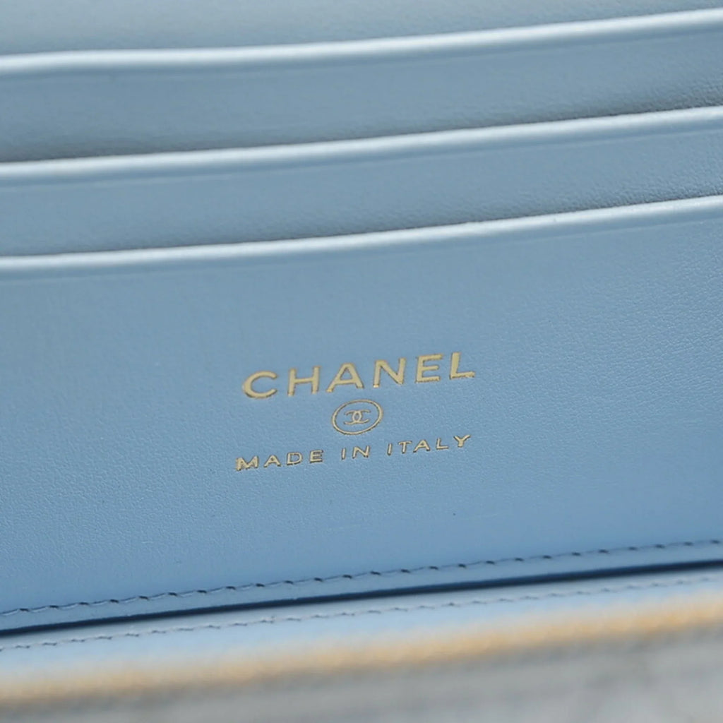Blue Gold Pre-Owned Bag AP2805 Caviar Skin Logo Vanity (Good) Handle Shoulder Hardware Chanel