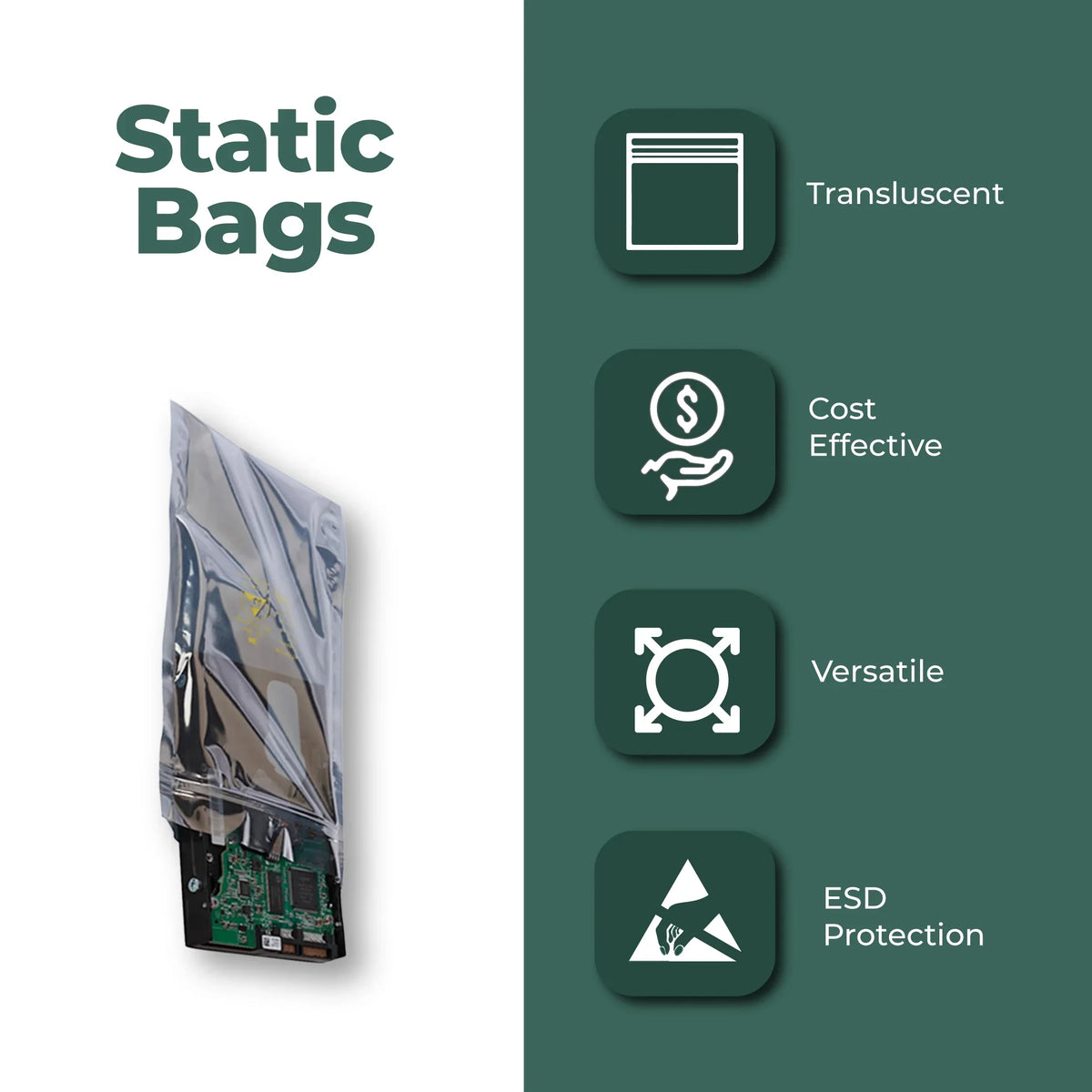 x 10" Bags 6" Protection Transparent Dependable 100/ Mil Metallic Conductive High-Durability 3