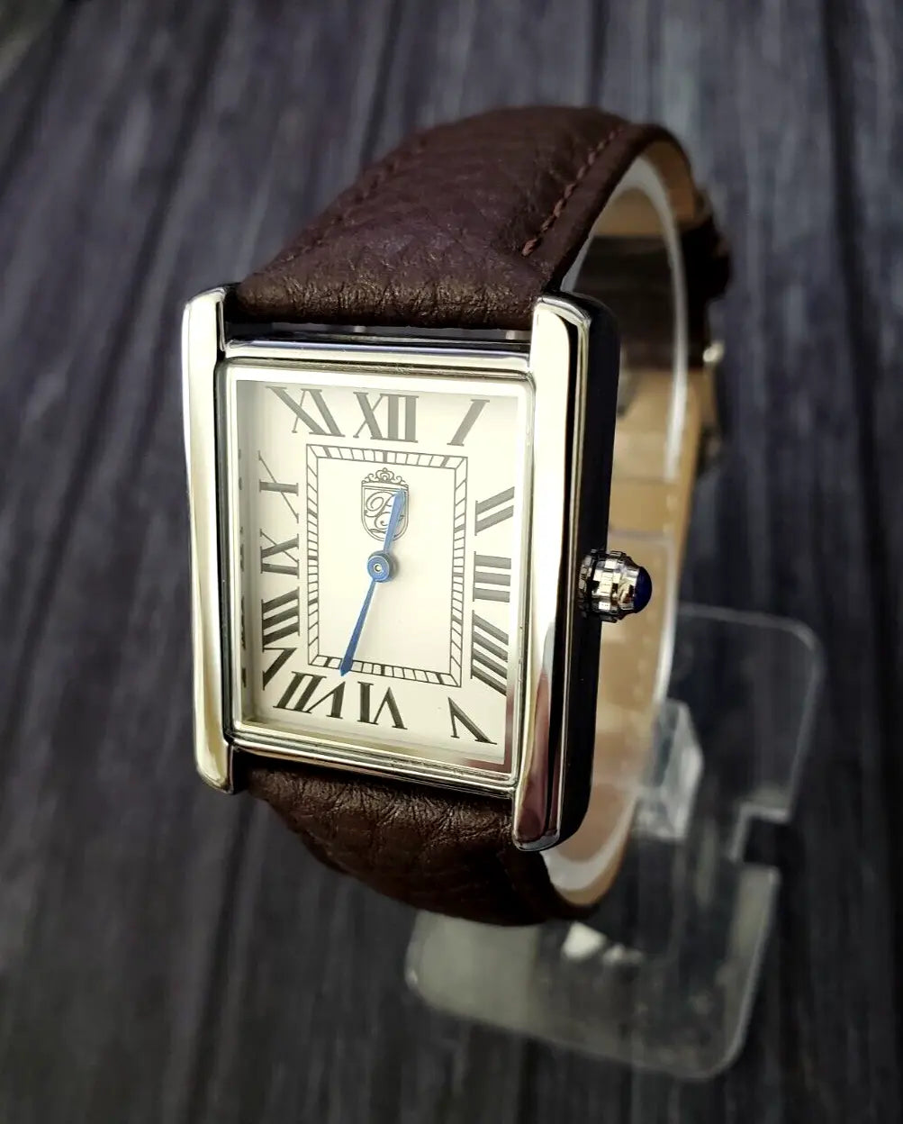 Mens Dress Band Classic Must Louie Vintage Lucerne Swiss Brown Watch Style Pierre Tank Classic