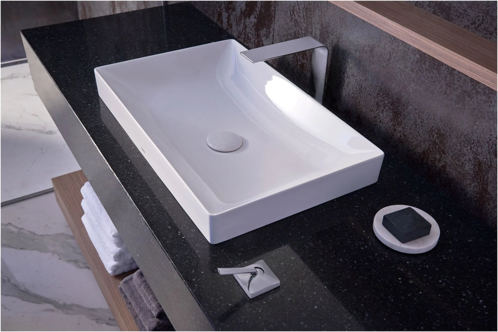Kiwami® , 23" ® Rectangular Sink Cotton Bathroom White LT476GR#01 with Vessel -